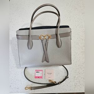 Kate Spade purse Toujours satchel gray pebble leather with black suede lining